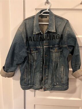 Balenciaga Blue Washed Denim Logo Jacket